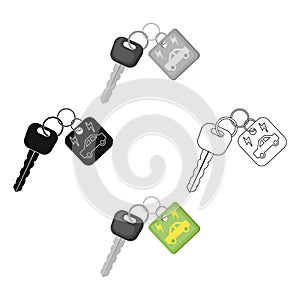 Key from eco car icon in outline style isolated on white background. Bio and ecology symbol stock vector illustration.