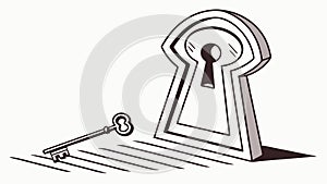Key entering a keyhole abstract illustration, vector design Generative AI