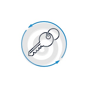 Key exchange line icon. Barter of real estate property. Swap and key line icon. Vector