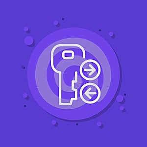 Key exchange line vector icon