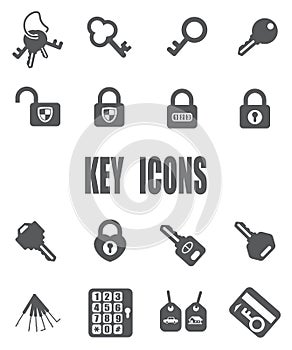 Key flat icon set - EPS 10