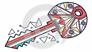 Key with geometric patterns, abstract design for security and access vector design Generative AI