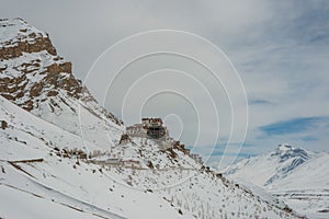 Key gompa tibetan monastery in winters. Spiti valley, Himachal Pradesh, India