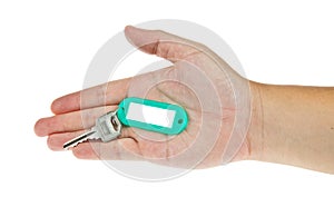 Key in hand with label