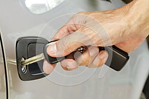 Key in hand is locking the door