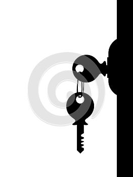 Key hanging silhouette vector illustration flat set photo