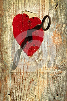 Key in heart as symbol of love