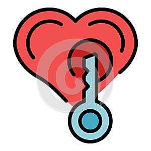 Key heart emotion icon vector flat