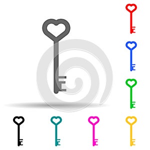 key with heart multi color style icon. Simple glyph, flat vector of lock and keys icons for ui and ux, website or mobile