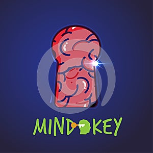 Key hold win human brain. Mind key concept - vector