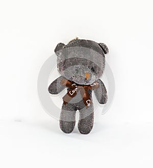 Key holder teddy bear isolated on white background