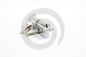 Key hole with lock and keys isoleted on white background