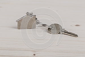 Key with home shaped keyring