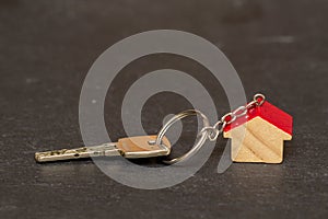 Key with house shaped key chain