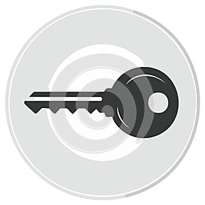 Key icon in a circle shape, vector design. Security and access symbol