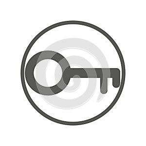 Key icon in circle. Vector Illustration