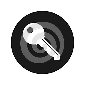 Key icon flat black round button vector illustration