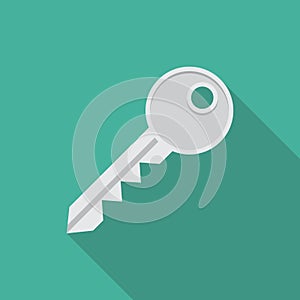 Key icon in flat style