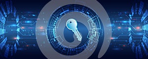 Key Icon Future concept. Data protection Internet technologies. Digital background innovative technologies in security systems