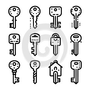 key icon set. keys vector illustration.
