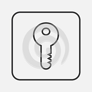 Key icon vector, illustration, pictogram isolated on gray.