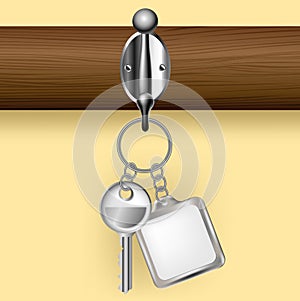 Key and key ring on a coat rack