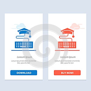 Key, Keyboard, Education, Graduation  Blue and Red Download and Buy Now web Widget Card Template