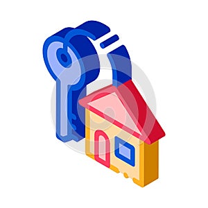 Key With Keyfob In Building Form isometric icon vector illustration photo