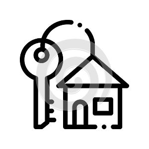 Key With Keyfob In Building Form Vector Sign Icon