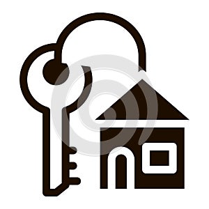 Key With Keyfob In Building Form Vector Sign Icon