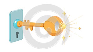 Key in Keyhole Icon, Security, Access, and Unlocking Opportunities, vector design Generative AI