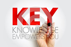 KEY - Knowledge Empowers You acronym, business concept background