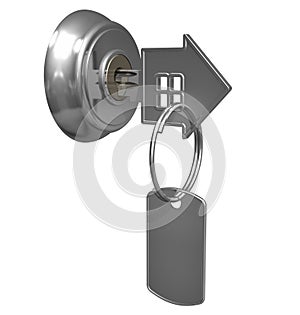 Key with label in keyhole