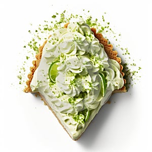 Key Lime Cream Pie With Elaborate Borders On White Background