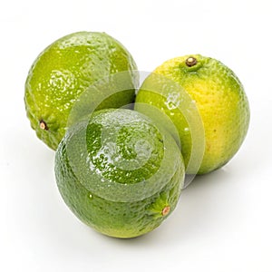 Key lime fruits isolated on white background photo