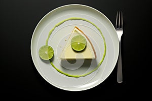 Key Lime Pie Vegetarian Dessert Aesthetically Beautiful Minimalist Style. Generative AI