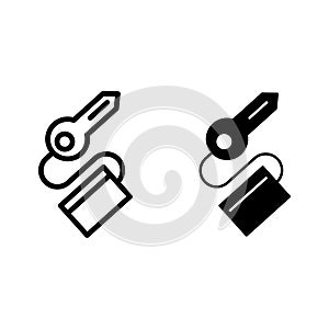 Key line and glyph icon. Passkey vector illustration isolated on white. Keychain with key outline style design, designed