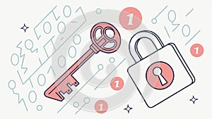 Key and lock with binary code, digital security concept vector design Generative AI