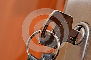 Key in lock close up