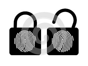 Key lock fingerprint access icon