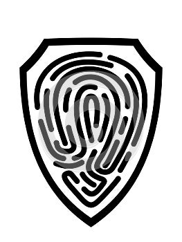 Key lock fingerprint security icon