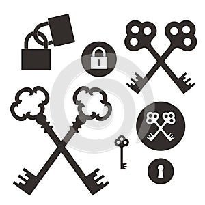 Key. Lock. Icon set