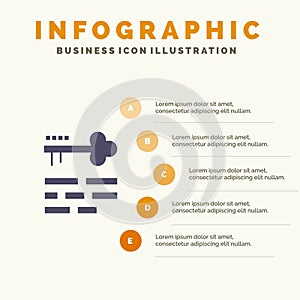 Key, Lock, Layout, Login Solid Icon Infographics 5 Steps Presentation Background