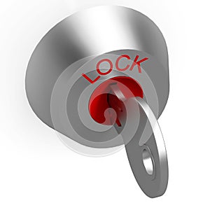 Key In Lock Showing Security