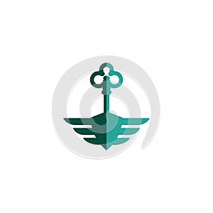 key lock wings design concept vector illustration icon element