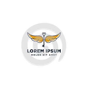 key lock wings design concept vector illustration icon element