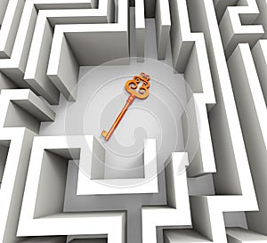 Key In Maze Shows Security Solution