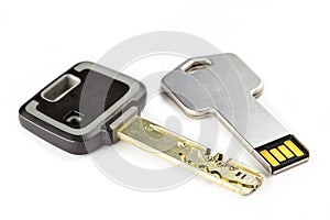 Key mechanical, crack-resistant, with high extent of protection, and a key electronic with a microchip