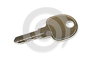 Key metallic, One grey key on a white background.