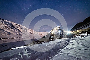 Key Monastery in nights starry sky with full moon - himalayas